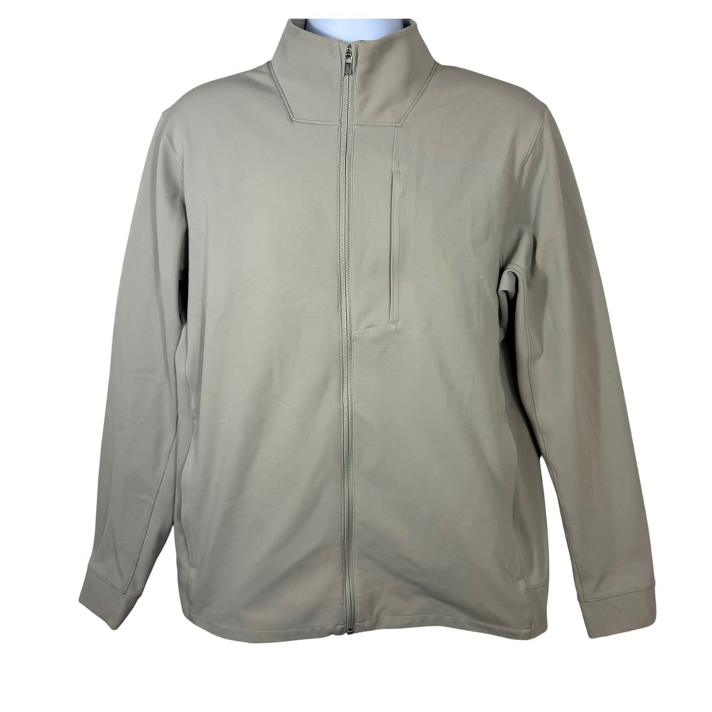 Lululemon Sojourn Jacket Mens XL Tan Beige Full Zip Mock Neck LM3CZOS.0 Pockets